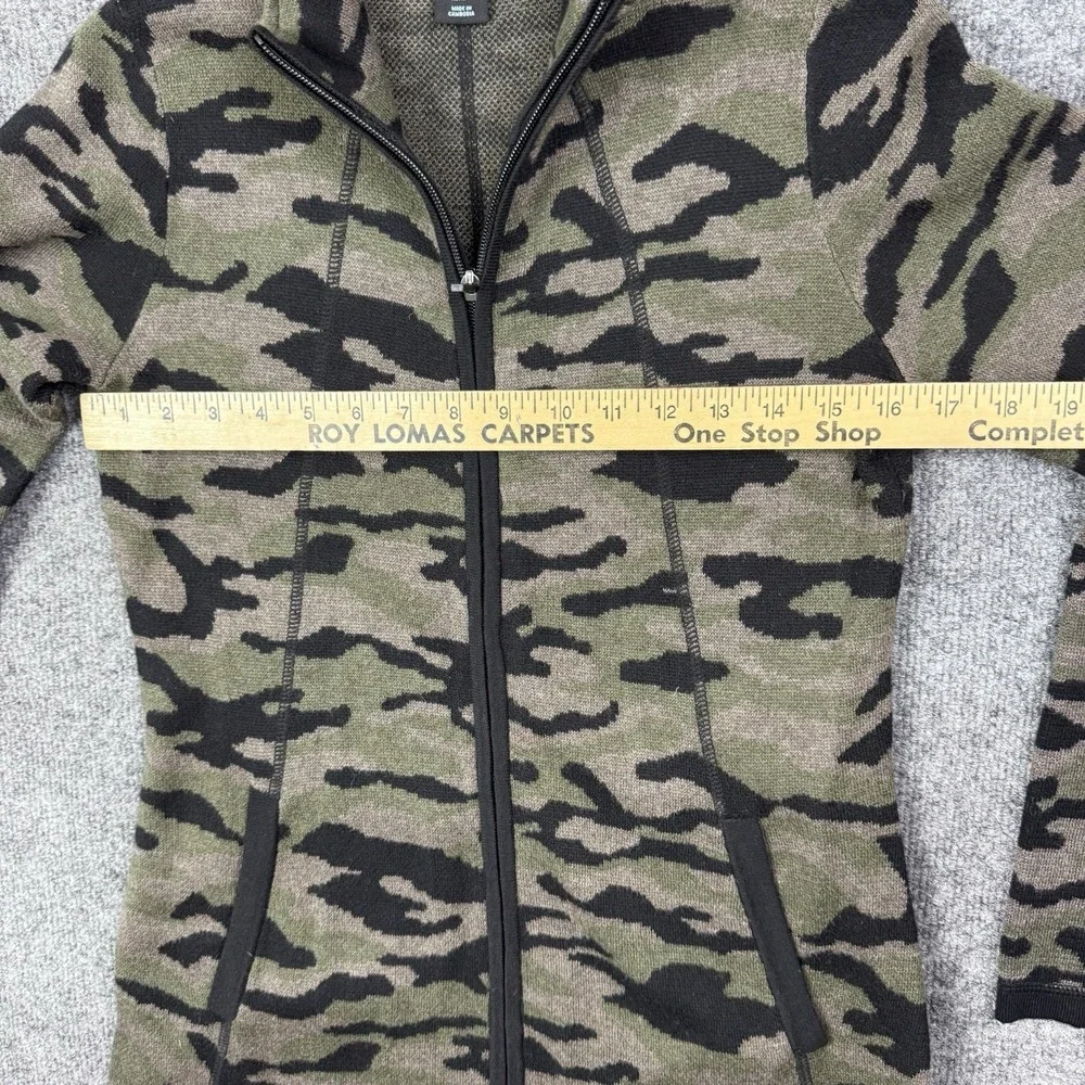 Cynthia Rowley Active Camo Zip Up Jacket Longline Knit Cardigan Green Size M - Picture 3 of 6